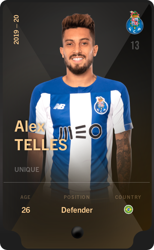 Sorare - Sorare Official - Alex Telles 2019-20 • Unique - NFT # 59690337561465624892799571417178812369958829236693052347996385775892867200247