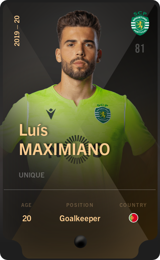 Sorare - Sorare Official - Luís Maximiano 2019-20 • Unique - NFT # 17227017246201197469549871413898796569193463079716603872361189125825679814269