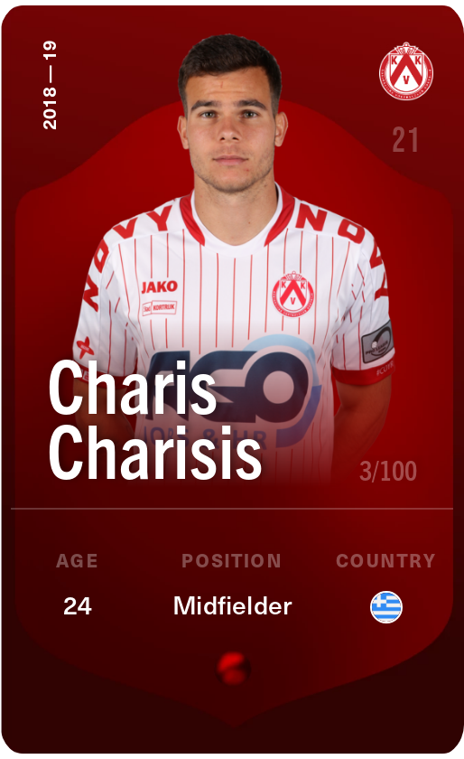 Sorare - Sorare Official - Charis Charisis 2018-19 • Rare 3/100 - NFT # 54043901383323891178612882299127343248899983436332694648028112186752509273638