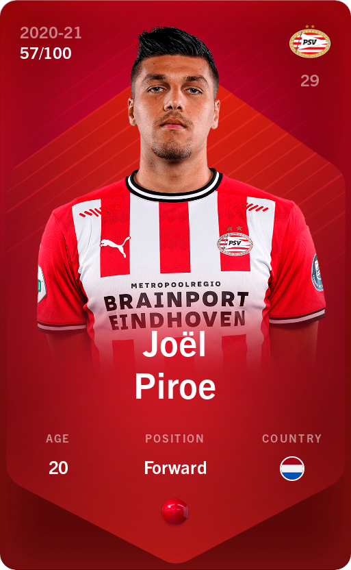 Sorare - Sorare Official - Joël Piroe 2020-21 • Rare 57/100 - NFT # 48861077947857533630800999692207767984621670449471283029859039863088964999062