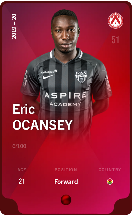 Sorare - Sorare Official - Eric Ocansey 2019-20 • Rare 6/100 - NFT # 39734770748942298021864797916953982147634668802042246801371978204549478291809