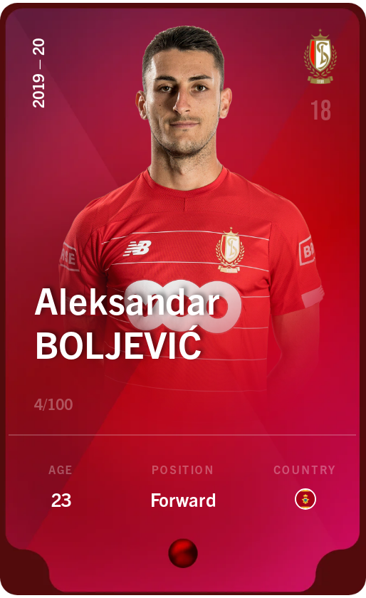 Sorare - Sorare Official - Aleksandar Boljević 2019-20 • Rare 4/100 - NFT # 31451716701089769978366035929004313141867346058767974873640673531202751409320