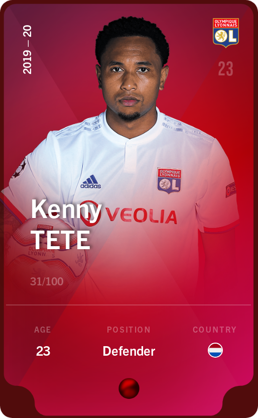 Sorare - Sorare Official - Kenny Tete 2019-20 • Rare 31/100 - NFT # 48371823691976066818072497259514653473995939138167710411090340181654221724192