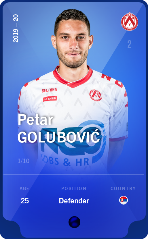 Sorare - Sorare Official - Petar Golubović 2019-20 • Super Rare 1/10 - NFT # 27841696507291373614870366668650451783101431882058042772206593434367954146447