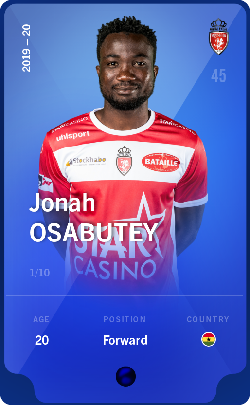 Sorare - Sorare Official - Jonah Osabutey 2019-20 • Super Rare 1/10 - NFT # 96225779147273786757731430525463846147192422718339601442680409350034139123735
