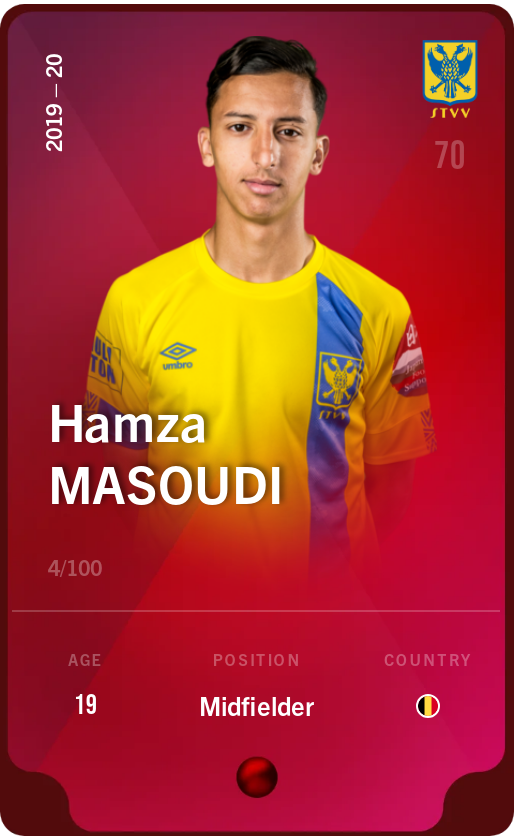 Sorare - Sorare Official - Hamza Masoudi 2019-20 • Rare 4/100 - NFT # 96519878721890889009666015816185834932553621380455388417138027416172196471005