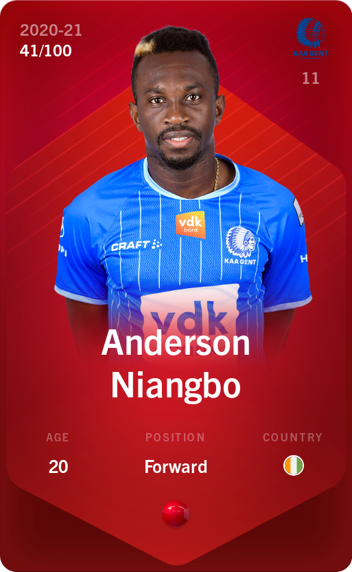 Sorare - Sorare Official - Anderson Niangbo 2020-21 • Rare 41/100 - NFT # 81209852854903222961705267893561630832651877446393170752397869255120606703575