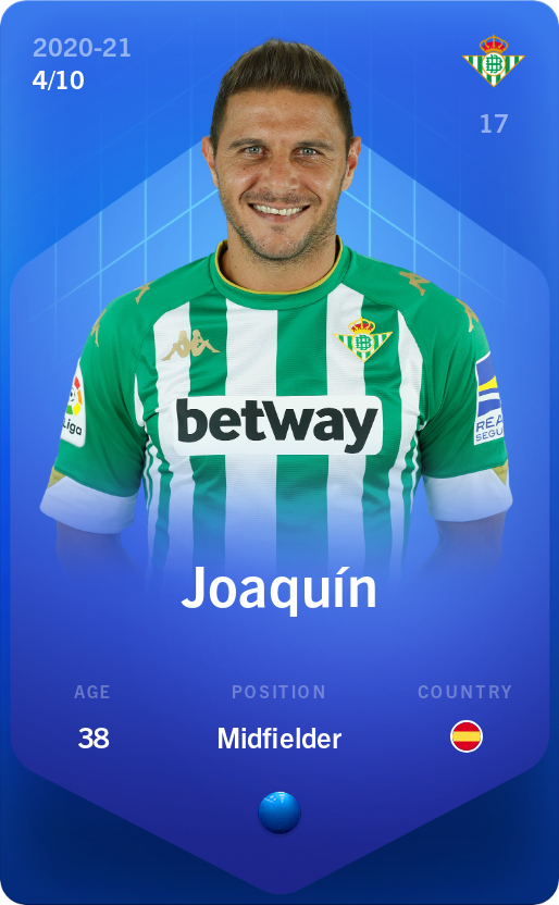 Sorare - Sorare Official - Joaquín 2020-21 • Super Rare 4/10 - NFT # 76219798510066907073806294602097027731599970201796344721995481860910110266563