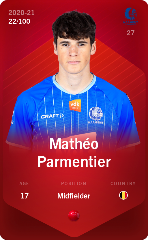 Sorare - Sorare Official - Mathéo Parmentier 2020-21 • Rare 22/100 - NFT # 110150082438970925603831224032352729225667571925944529346378383442071953160995