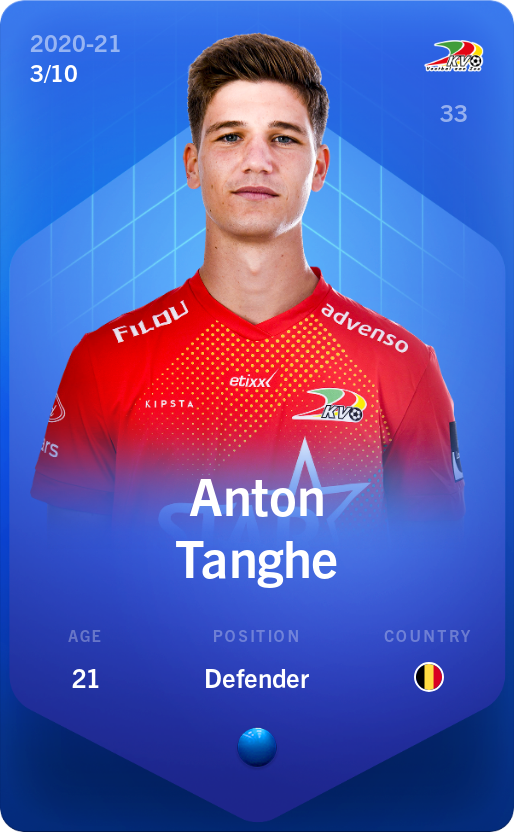 Sorare - Sorare Official - Anton Tanghe 2020-21 • Super Rare 3/10 - NFT # 73070044024273694690532529522745941053766440312343539941087333737755506940387