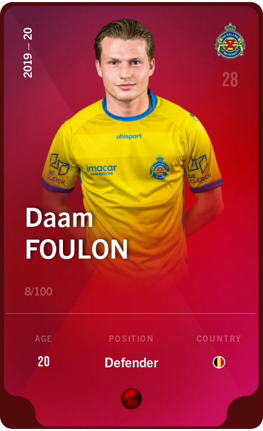 Sorare - Sorare Official - Daam Foulon 2019-20 • Rare 8/100 - NFT # 56973630687707365766721619781928192149941071782509658968339964135387530937239