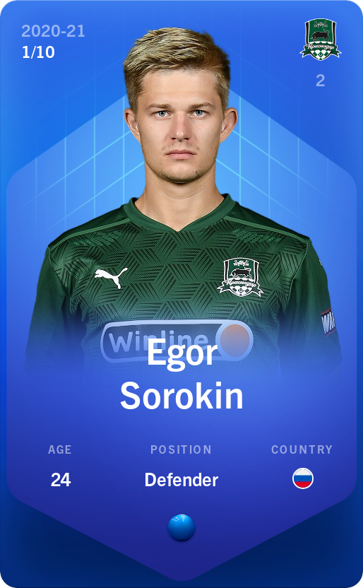 Sorare - Sorare Official - Egor Sorokin 2020-21 • Super Rare 1/10 - NFT # 106808851572180672506462598483216636419207763572629842338909401587158389433105