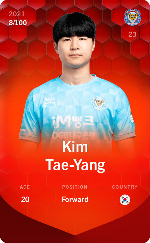 Sorare - Sorare Official - Kim Tae-Yang 2021-22 • Rare 8/100 - NFT # 110487720688898845369433305866777082169696074647244741185312350470155049350382