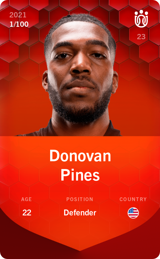Sorare - Sorare Official - Donovan Pines 2021-22 • Rare 1/100 - NFT # 46256661741574884930714480202436872021638692220464541149412160095929445365249