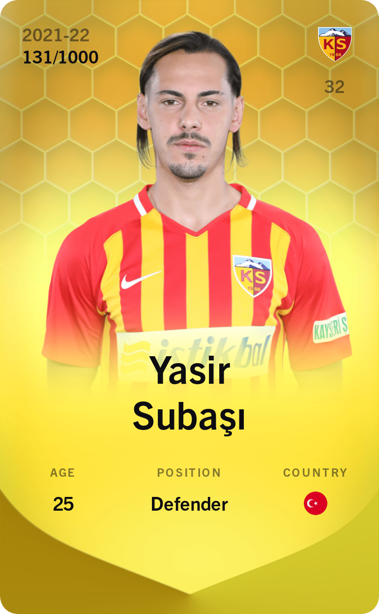 Sorare - Sorare Official - Yasir Subaşı 2021-22 • Limited 131/1000 - NFT # 80382634342151793996617975962974619875268627142565957430838054855574830773732