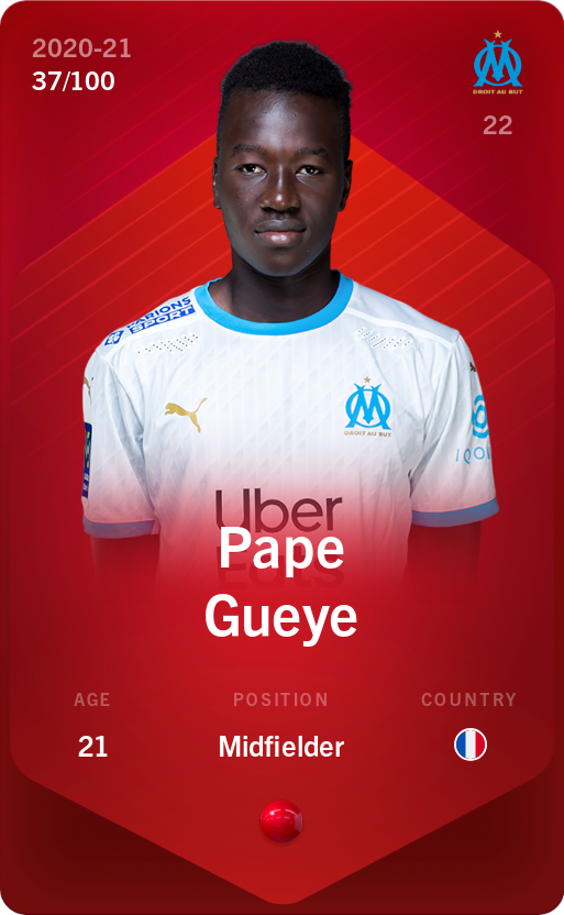 Sorare - Sorare Official - Pape Gueye 2020-21 • Rare 37/100 - NFT # 33013958196299630332302616065091548133650511345718186143928604733528818929508