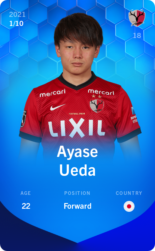 Sorare - Sorare Official - Ayase Ueda 2021-22 • Super Rare 1/10 - NFT # 22254669799964223290755753928145764362591127100273610553332431285364372989463
