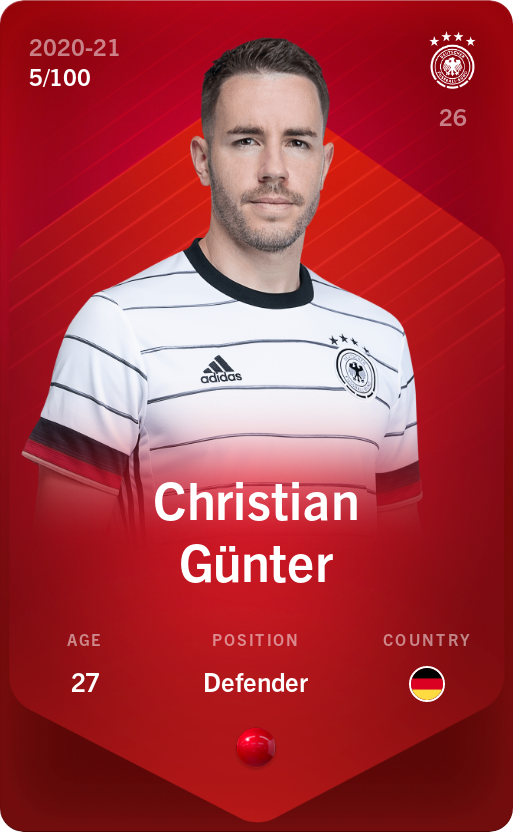 Sorare - Sorare Official - Christian Günter 2020-21 • Rare 5/100 - NFT # 20239128844428086428379319230840483528347140796091948109048652491606667318802