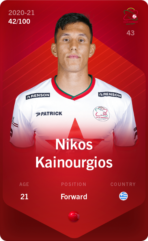Sorare - Sorare Official - Nikos Kainourgios 2020-21 • Rare 42/100 - NFT # 65958053113016226675152113464560017011765328148319797764961216525096674248041