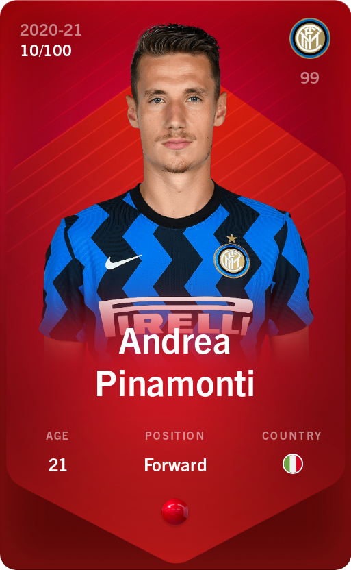 Sorare - Sorare Official - Andrea Pinamonti 2020-21 • Rare 10/100 - NFT # 35812420526915551356024708198850726132643442409513713226242864587729348291568