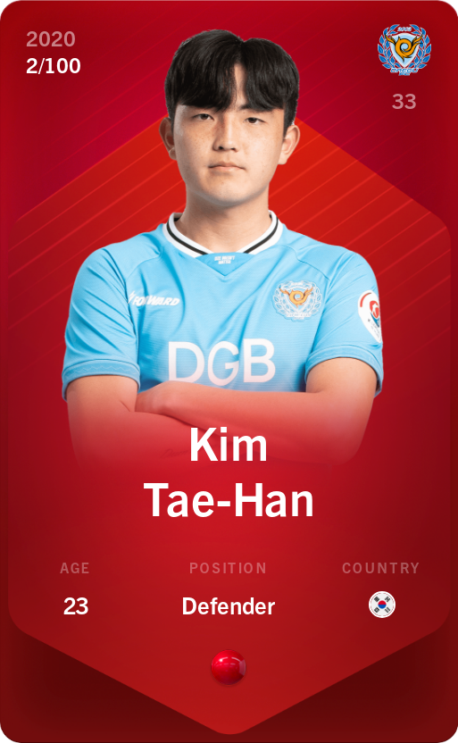 Sorare - Sorare Official - Kim Tae-Han 2020-21 • Rare 2/100 - NFT # 86337731366463574823622866822937676915750776031726102656530473547697162422766