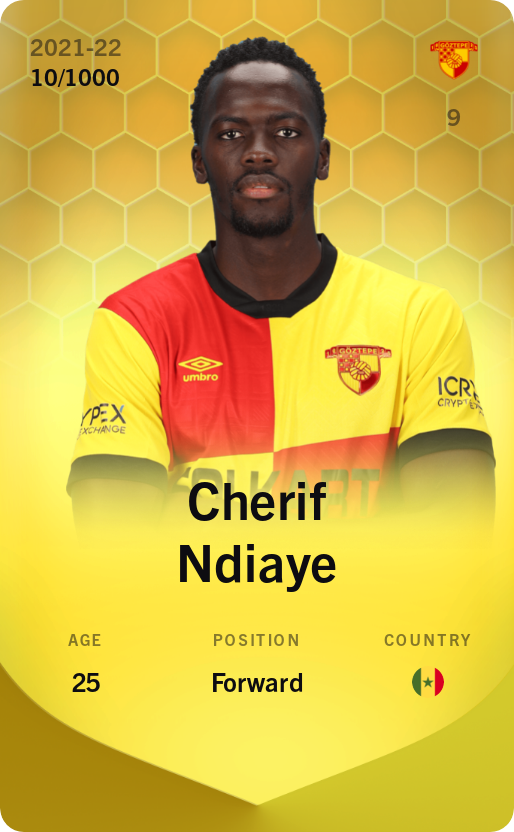 Sorare - Sorare Official - Cherif Ndiaye 2021-22 • Limited 10/1000 - NFT # 67150258386215849107121012557165754693897631962975161155596873272810798872407