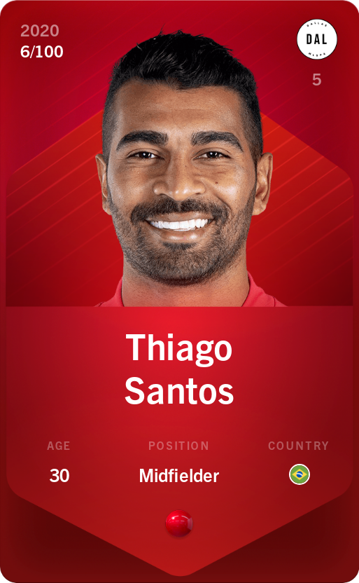 Sorare - Sorare Official - Thiago Santos 2020-21 • Rare 6/100 - NFT # 37222328643942837413150041859807169448216807192697168752937218648688943933715