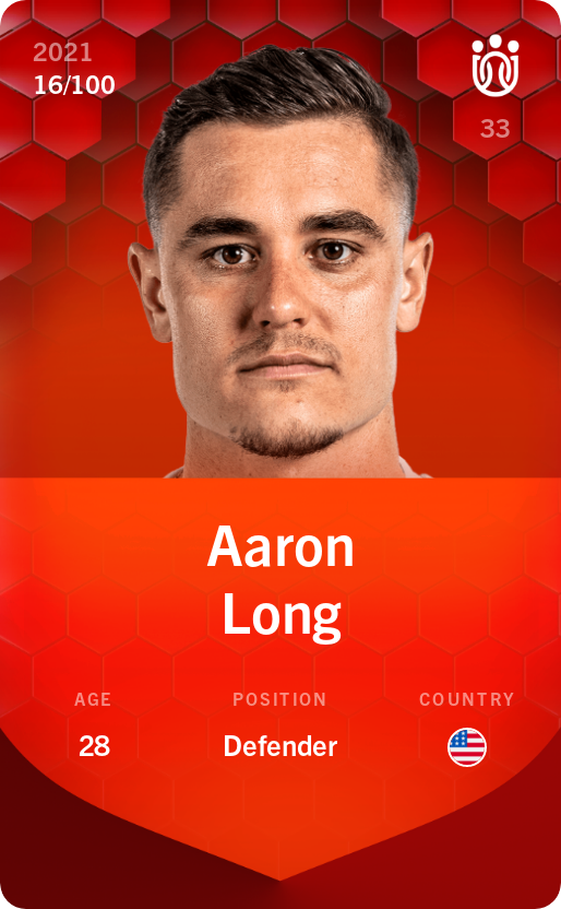 Sorare - Sorare Official - Aaron Long 2021-22 • Rare 16/100 - NFT # 77814640325499450115660631675614497898805735955925241485169261942827389008762