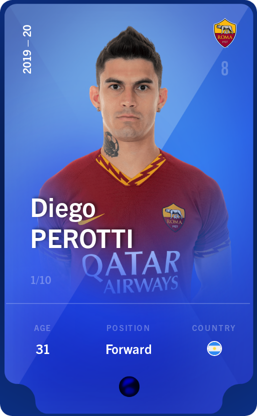 Sorare - Sorare Official - Diego Perotti 2019-20 • Super Rare 1/10 - NFT # 34247015780039584133358304080898403908076851642838390866351871665803846156630