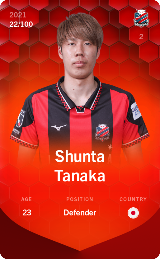 Sorare - Sorare Official - Shunta Tanaka 2021-22 • Rare 22/100 - NFT # 59450706506241100413985234726247662095392935114060919298267225482665670808871
