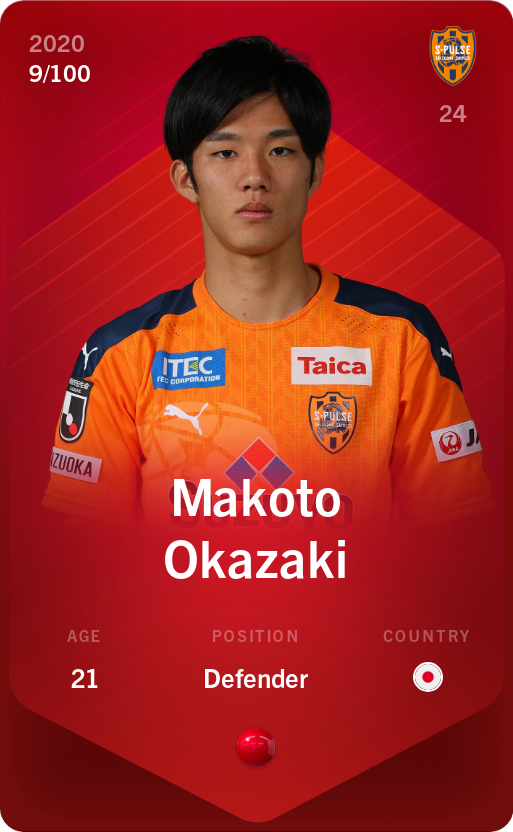 Sorare - Sorare Official - Makoto Okazaki 2020-21 • Rare 9/100 - NFT # 109968224646242473308876804552809340867528787185970961709527809101755162091281