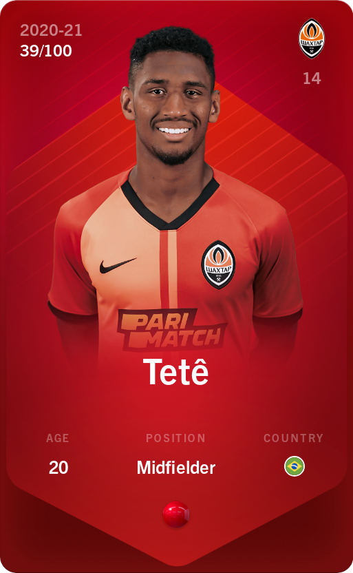 Sorare - Sorare Official - Tetê 2020-21 • Rare 39/100 - NFT # 15148055668531932291471463345454735554569035914712315688217731912929808133788