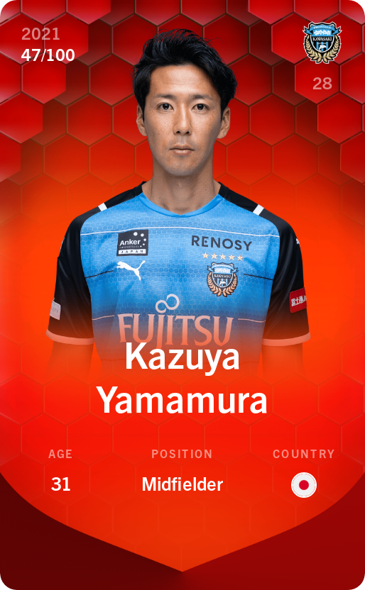 Sorare - Sorare Official - Kazuya Yamamura 2021-22 • Rare 47/100 - NFT # 85892882609113950676768092376981373936656649057538584887853377875242887232634