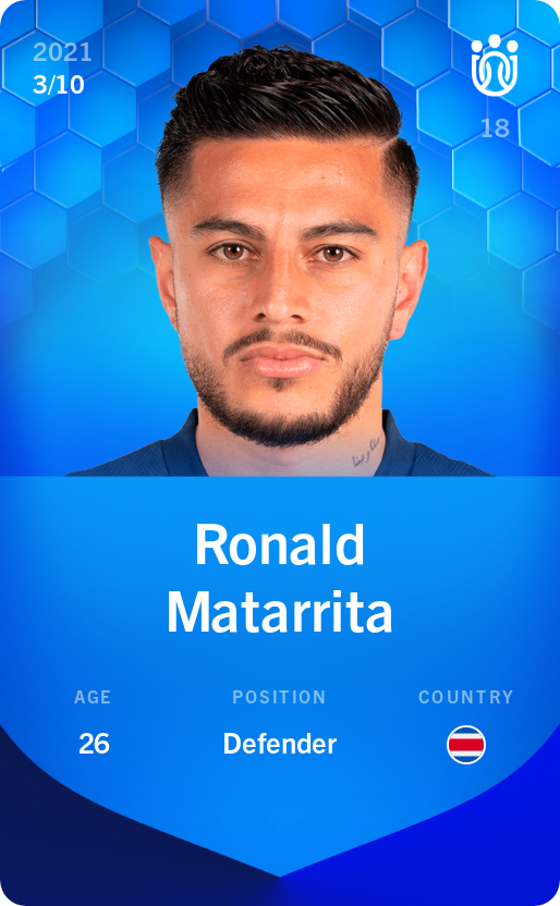 Sorare - Sorare Official - Ronald Matarrita 2021-22 • Super Rare 3/10 - NFT # 45183464816454333831100685429395204492492329375679035910005732490776202821911