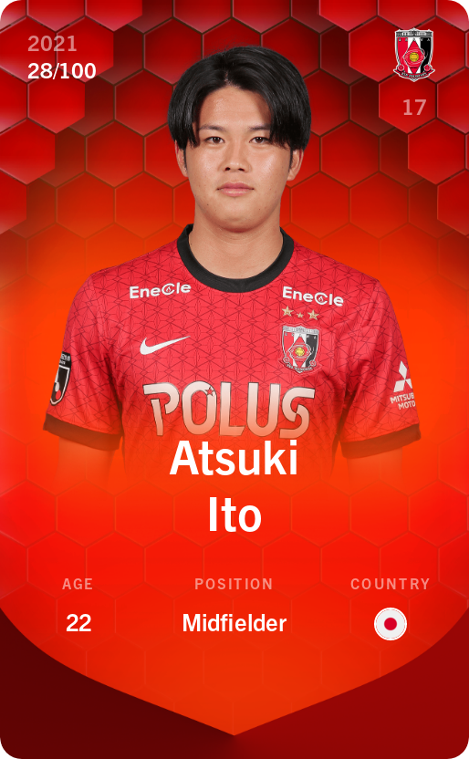 Sorare - Sorare Official - Atsuki Ito 2021-22 • Rare 28/100 - NFT # 63054607944087635488293062700916800138691525494786227140721076889482345394008