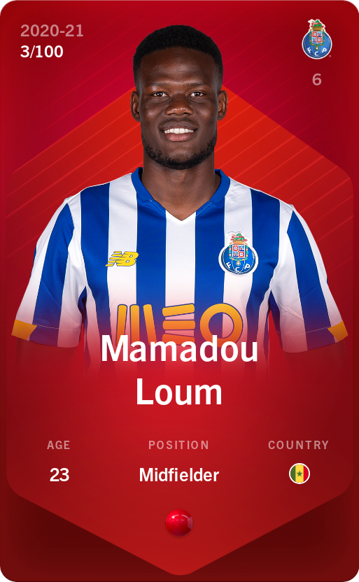 Sorare - Sorare Official - Mamadou Loum 2020-21 • Rare 3/100 - NFT # 74483147930940509257512293288131049837574905720859196553100329587599952573219