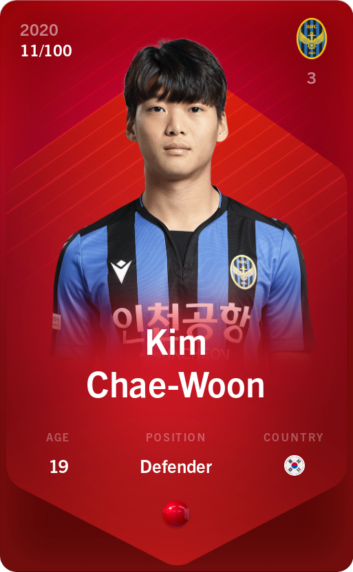 Sorare - Sorare Official - Kim Chae-Woon 2020-21 • Rare 11/100 - NFT # 47446621590005413048009109959811780663035211367938130082707237151369493974644