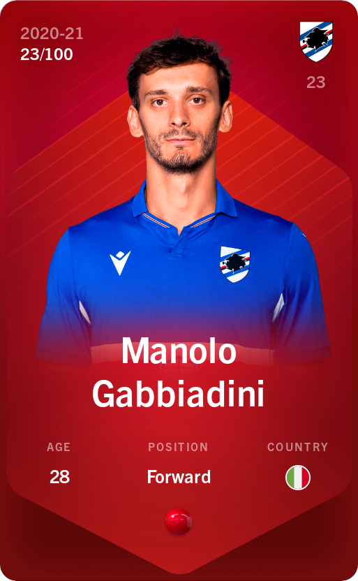 Sorare - Sorare Official - Manolo Gabbiadini 2020-21 • Rare 23/100 - NFT # 91151294846092850878466734509992027752506215651941123346820976149955560477343