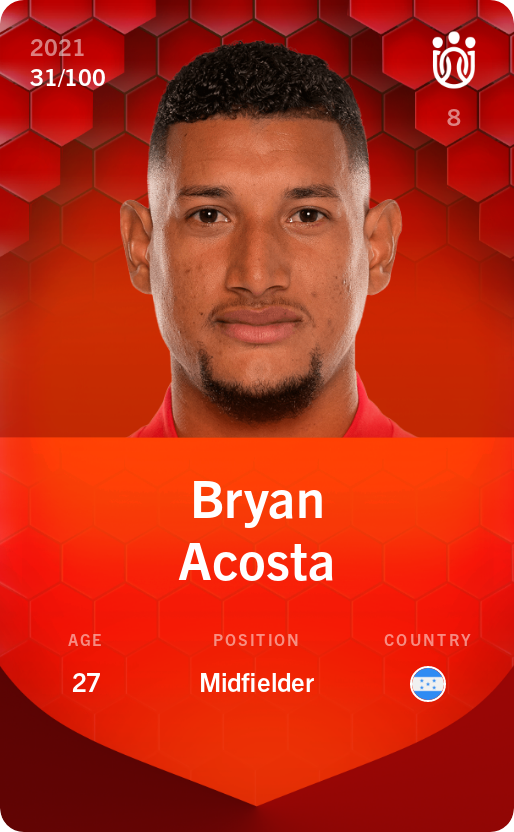 Sorare - Sorare Official - Bryan Acosta 2021-22 • Rare 31/100 - NFT # 30681484086853671691408096039547523930202768849591352593272131898263521646509