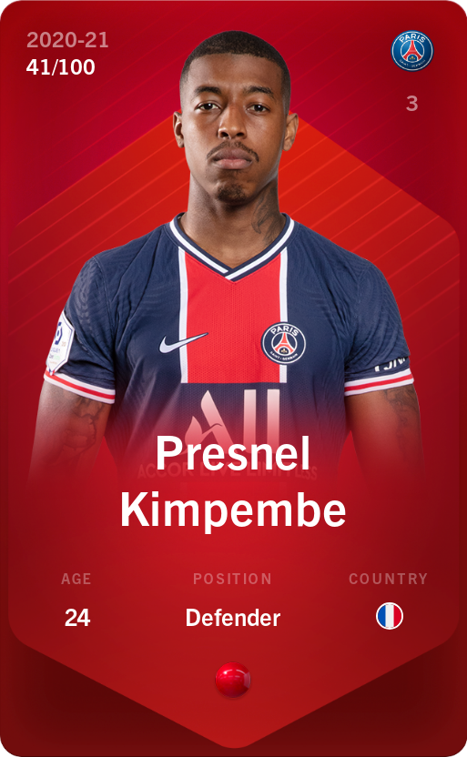 Sorare - Sorare Official - Presnel Kimpembe 2020-21 • Rare 41/100 - NFT # 106732539589017891066989964923232018409503331582304035432289262617439302389820