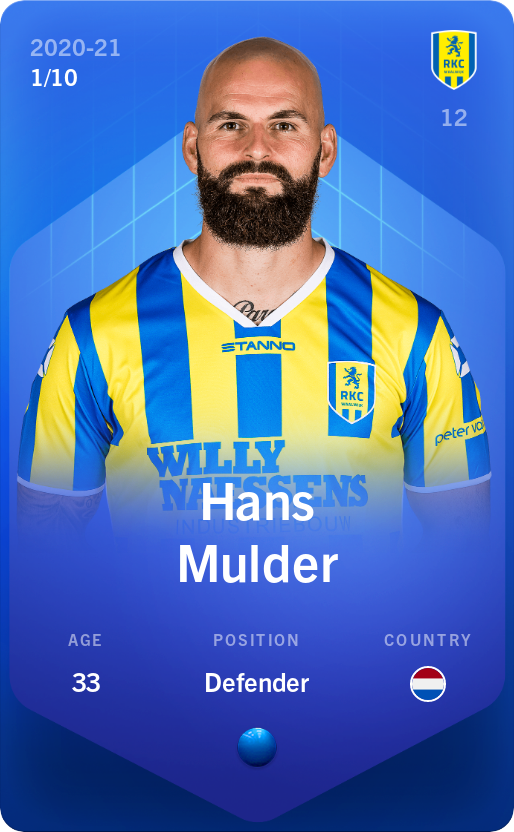 Sorare - Sorare Official - Hans Mulder 2020-21 • Super Rare 1/10 - NFT # 104750301677596567221079587733953095279074611957763231998021068604852254369670