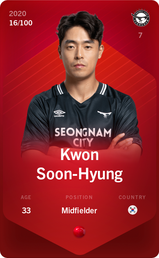 Sorare - Sorare Official - Kwon Soon-Hyung 2020-21 • Rare 16/100 - NFT # 93732577958221235905974570320179877429000996468119391300492698906387979493323
