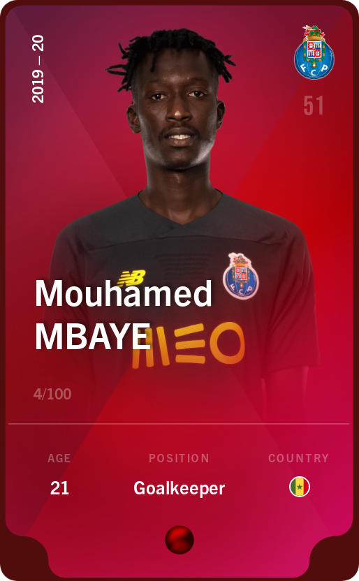 Sorare - Sorare Official - Mouhamed Mbaye 2019-20 • Rare 4/100 - NFT # 27313325068568584352431913231721747455324936006260780244018877612385498868756
