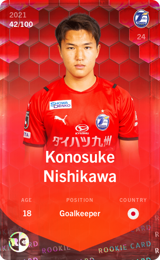 Sorare - Sorare Official - Konosuke Nishikawa 2021-22 • Rare 42/100 - NFT # 48805093771184955911301491095606463205342556711572477657679196676643871481438