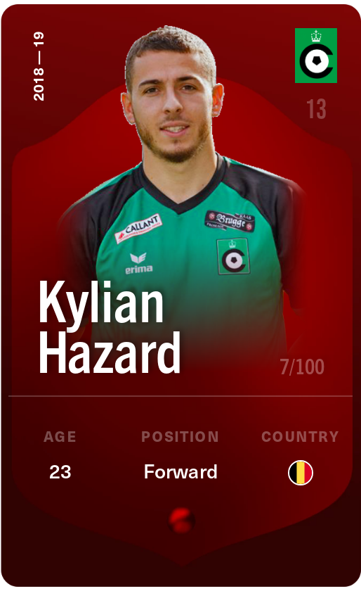 Sorare - Sorare Official - Kylian Hazard 2018-19 • Rare 7/100 - NFT # 14568796907298429207696979657738385539993546265590965642073865895515031908908