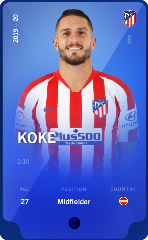 Sorare - Sorare Official - Koke 2019-20 • Super Rare 2/10 - NFT # 52133129602247755121707834619169673977734489322478417723384906903282789209367