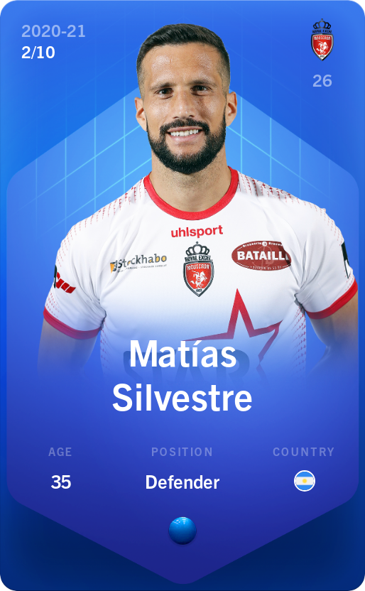 Sorare - Sorare Official - Matías Silvestre 2020-21 • Super Rare 2/10 - NFT # 106260944613779452745184221387876281068179254823471743946305762332285275737734