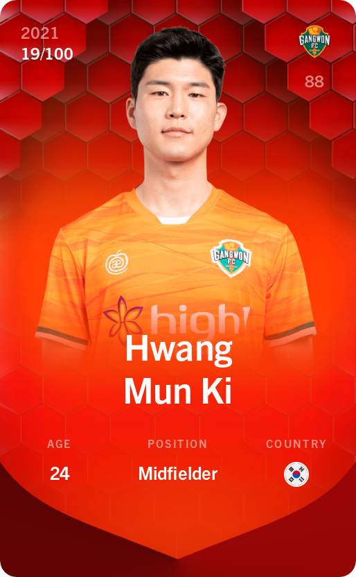Sorare - Sorare Official - Hwang Mun Ki 2021-22 • Rare 19/100 - NFT # 52016061421874086682601346123297472748952423542577511245581294979309742729507