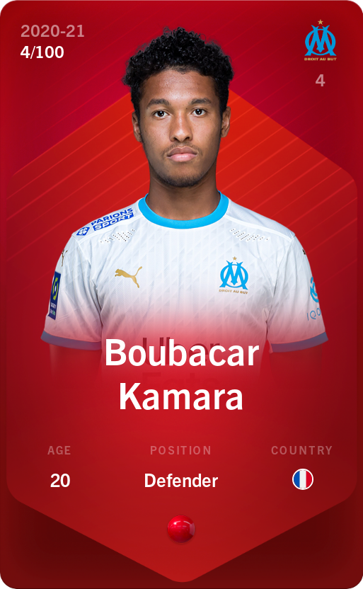 Sorare - Sorare Official - Boubacar Kamara 2020-21 • Rare 4/100 - NFT # 92383952193482992549556038299237554960459925459421740898003608869218976353536