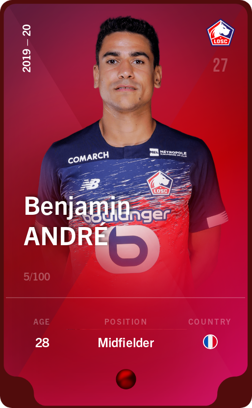 Sorare - Sorare Official - Benjamin André 2019-20 • Rare 5/100 - NFT # 6149524580437891354616128463742903444317182395244906665329161648115431178245